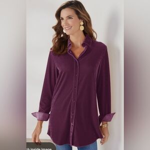NWT Soft Surroundings Velvet Boyfriend Shirt/Tunic